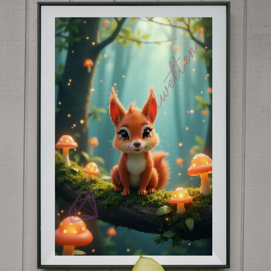 Diamond Painting Bild "Eichhörnchen im Zauberwald" (AI) 40x60